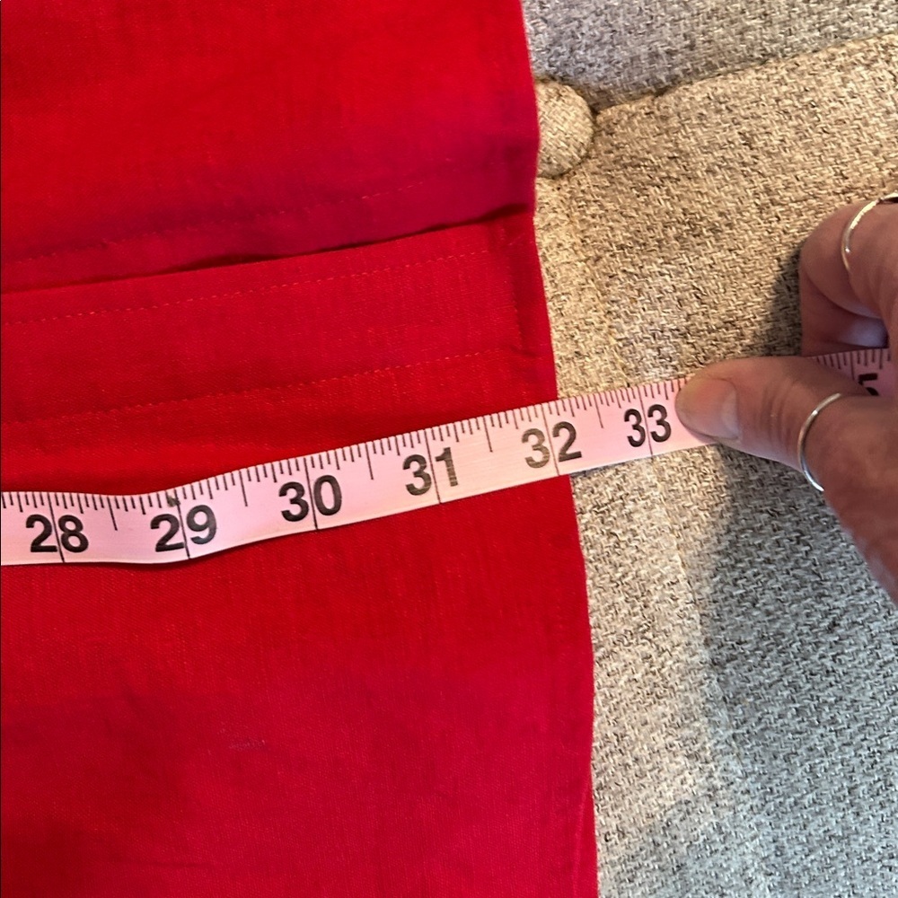1901 COLOR BLOCK LINEN BLEND RED BLUE WITH POCKETS MIDI SKIRT SZ8 - Picture 9 of 10